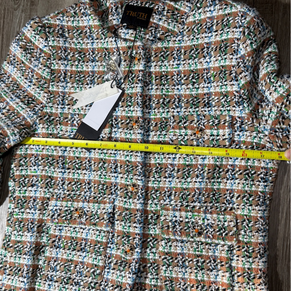 NWT—TRUTH by Republic Sz: 6 cropped tweed blazer in mixed colors - Picture 7 of 13